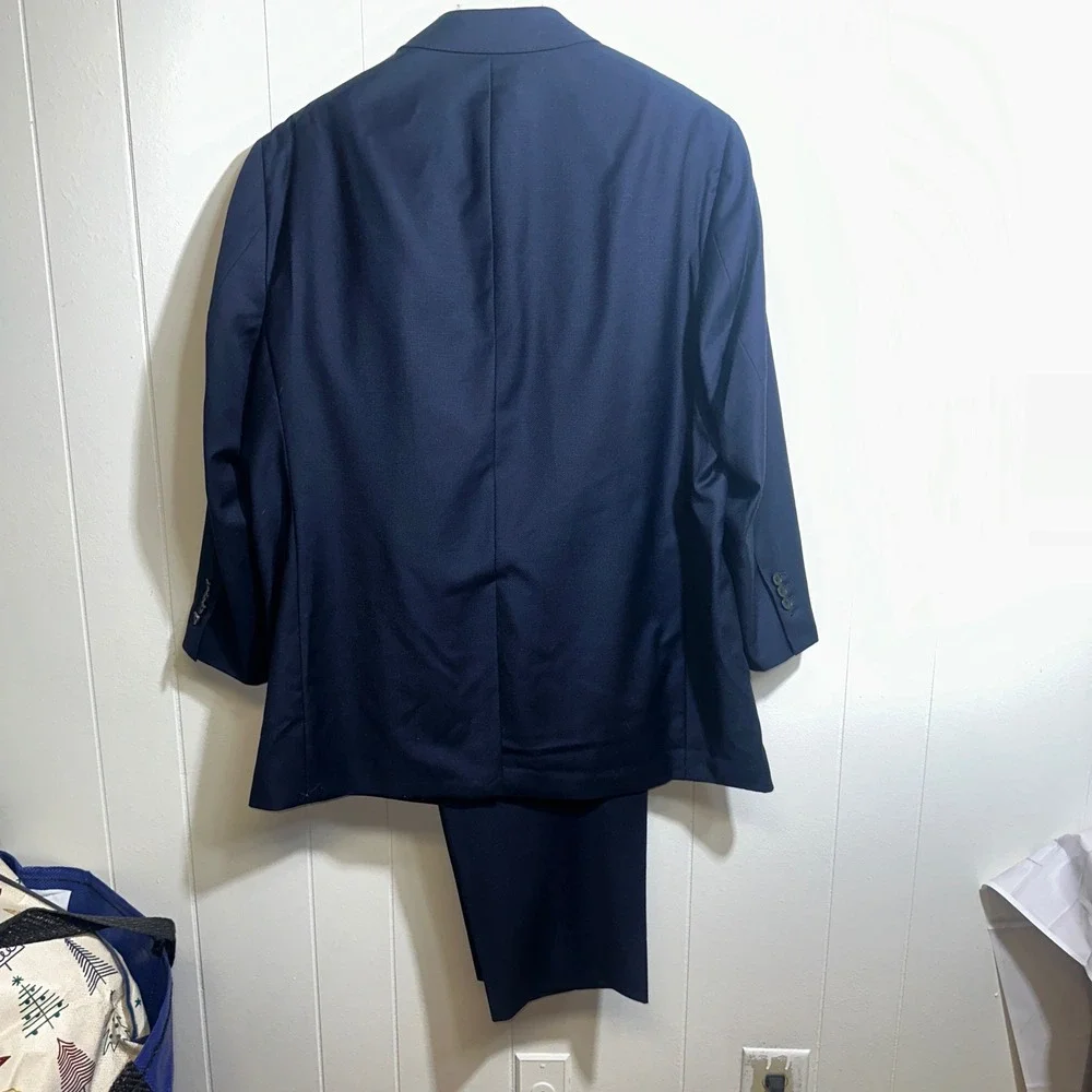 Brooks‎ Brothers Mens Navy Blue 100% Wool Custom Tailored 2 Piece Suit IBB56583